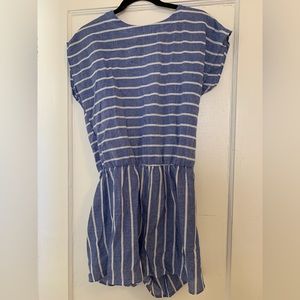 Blue & White Striped Romper